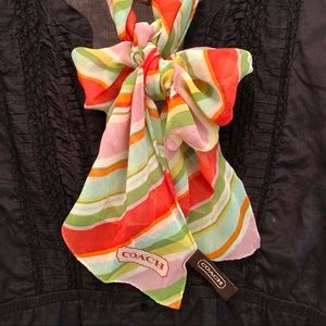 COACH * NWOT Silk Candy Stripe Skinny Scarf